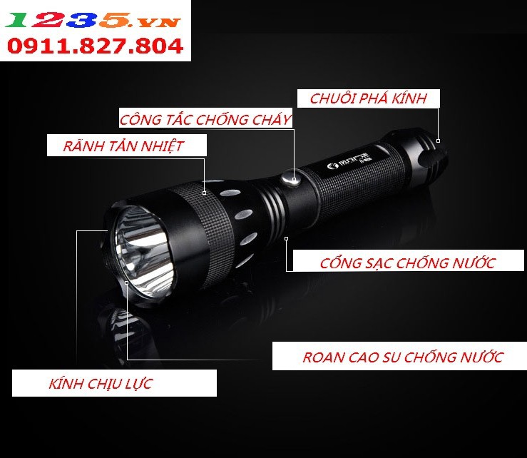 Đèn pin cầm tay soi siêu xa siêu sáng FX-8028,đèn pin led cầm tay chống nước,đèn pin đi phượt