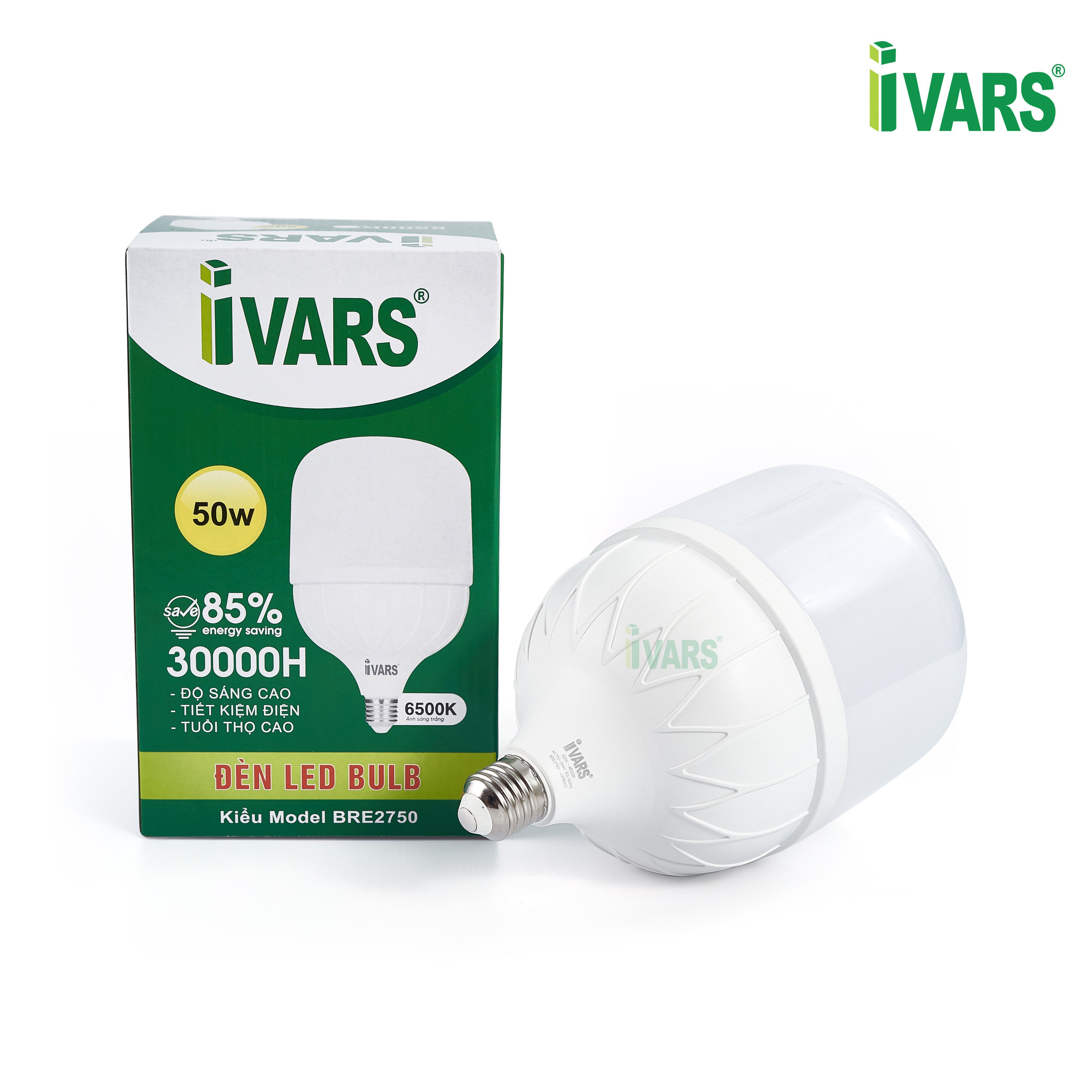 Đèn LED BULB Thương Hiệu IVARS - Công Suất 50W - Hàng chính hãng