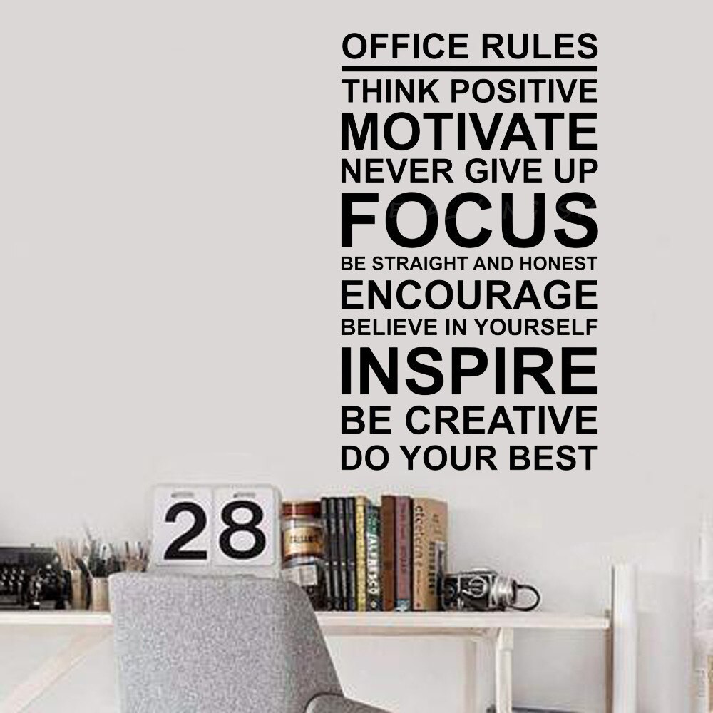 Decal dán tường tiếng anh trang trí văn phòng "Office Rules"