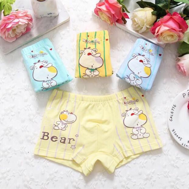 Quần Lót Đùi Bé Trai Cotton Co Giãn 4 Chiều Thấm Hút Mồ Hôi In Hoạt Hình. Giao Màu Ngẫu nhiên