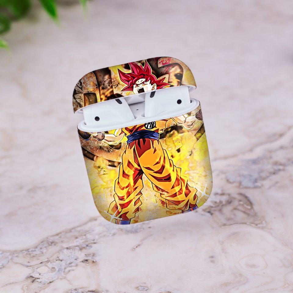 Miếng dán skin chống bẩn cho tai nghe AirPods in hình Dragon Ball - Goku 3 - 7vnr52 (bản không dây 1 và 2)