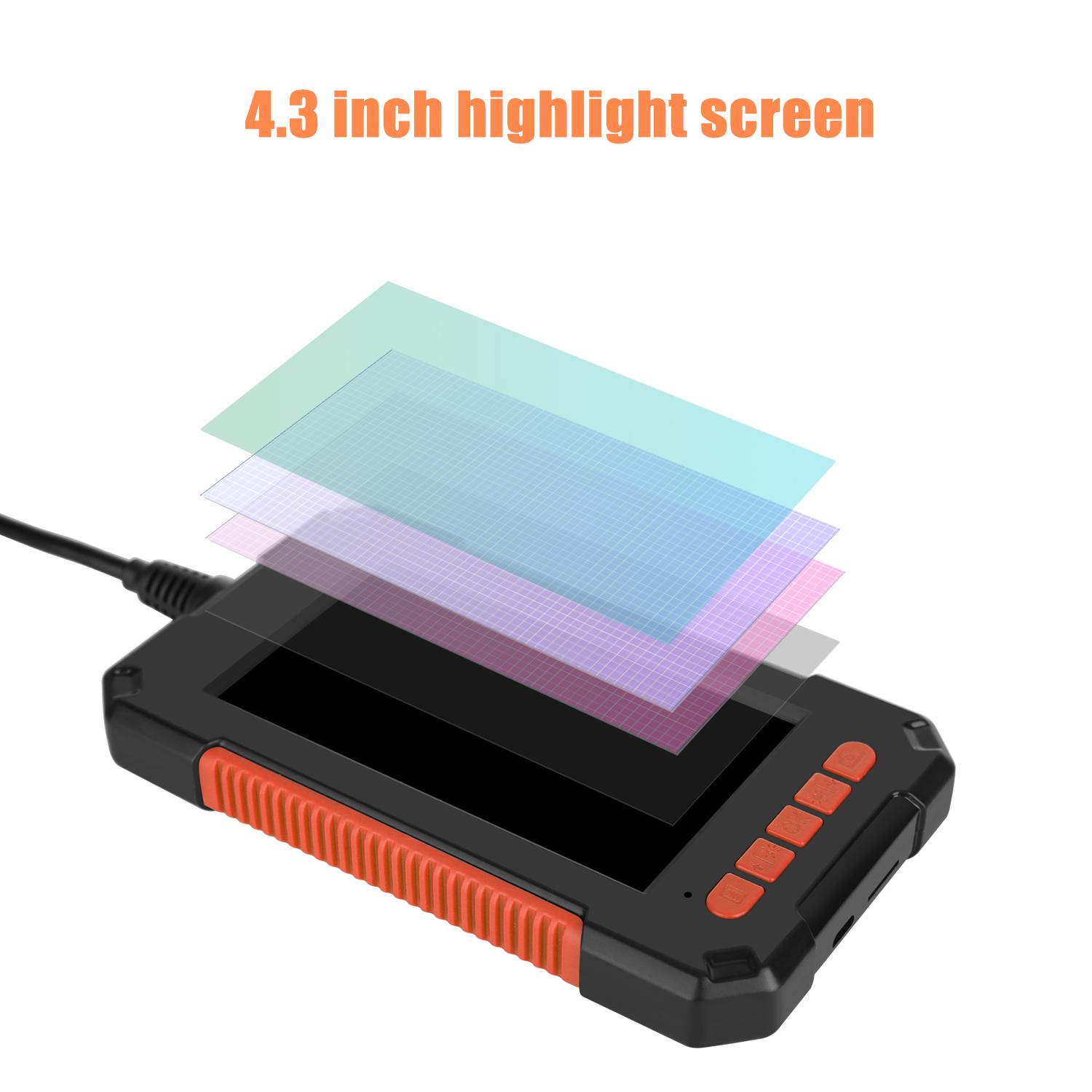 Camera Nội Soi Công Nghiệp 4.3 "Màn Hình IPS HD1080P Ống Kính Đơn Kiểm Tra Xe Borescope IP68 Đèn LED Chống Nước 2600MAh