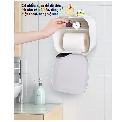 Hộp đựng giấy vệ sinh Hình Vuông dán tường cao cấp, Hộp khăn giấy chống nước, đa năng, siêu tiện dụng-GD467-HGVS-HinhVuong