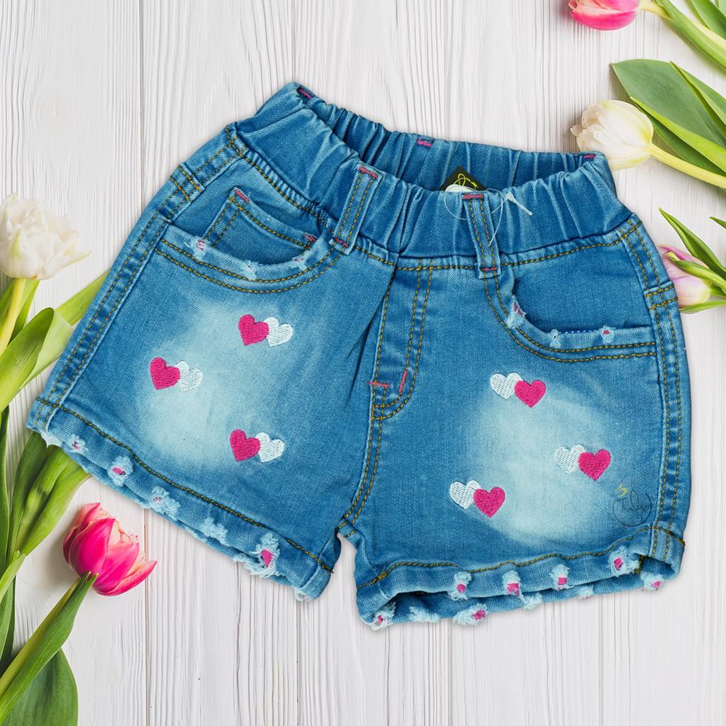Quần short jean thêu