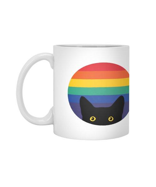 Ly Cốc Sứ Cao Cấp hình Peeking Cat In Rainbow Circle