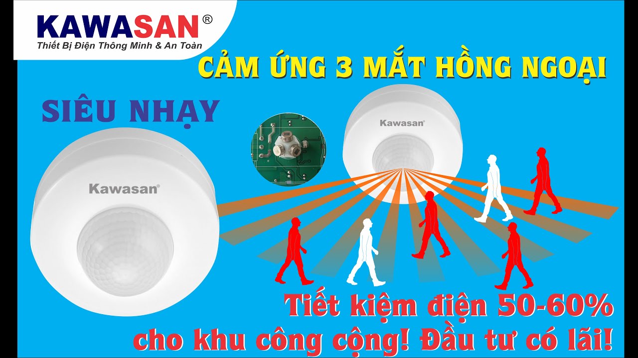 Công Tắc Cảm Ứng Hồng Ngoại Nổi Trần KAWASAN SS282 3PIR ( 3 Mắt Cảm Biến)- Hàng Chính Hãng