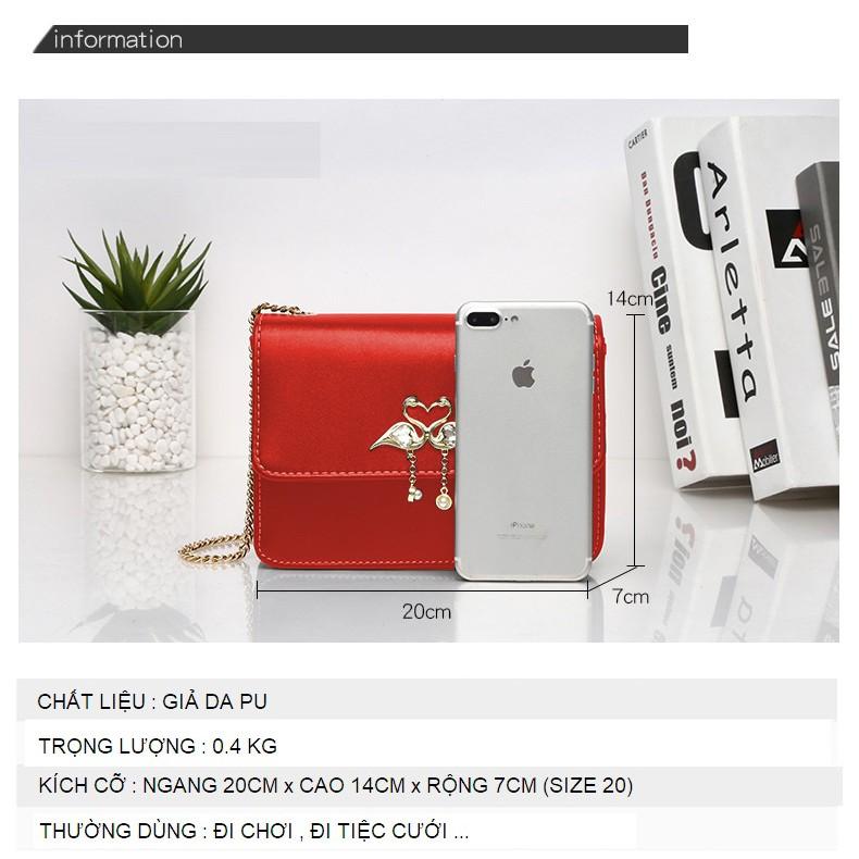 Túi Đeo Chéo 2 Con Hạc - Đỏ