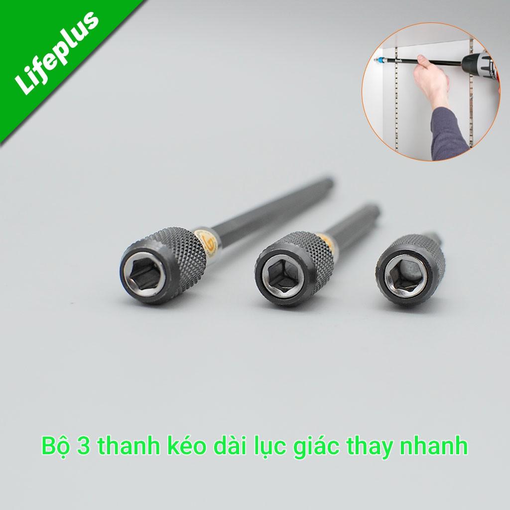 Bộ 3 đầu kéo dài lục giác thay nhanh cho máy khoan