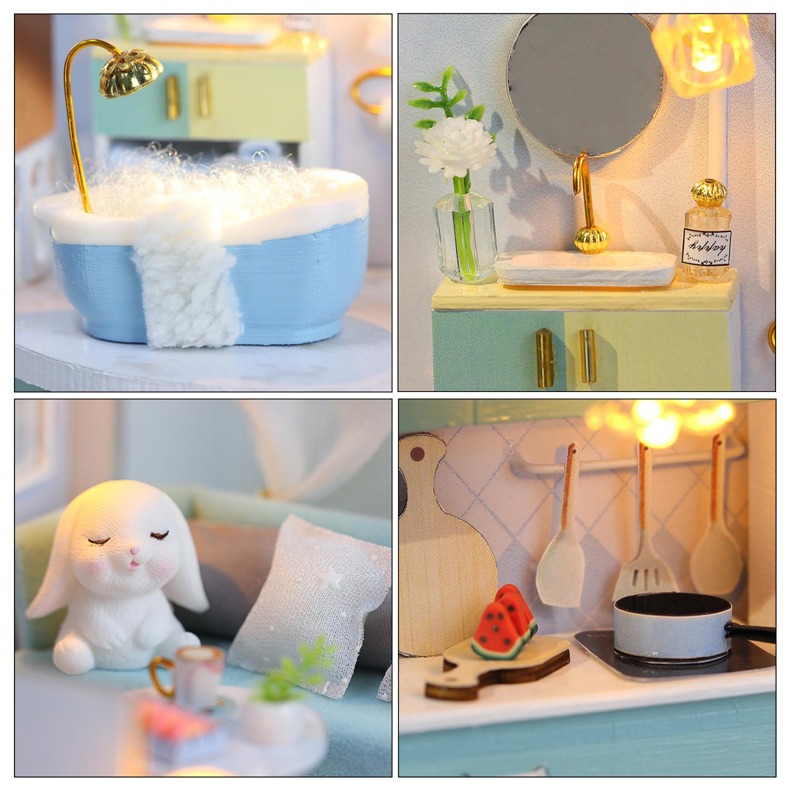 Wood Miniature DollHouse Cabin Furniture Birthday Romantic Gift Present