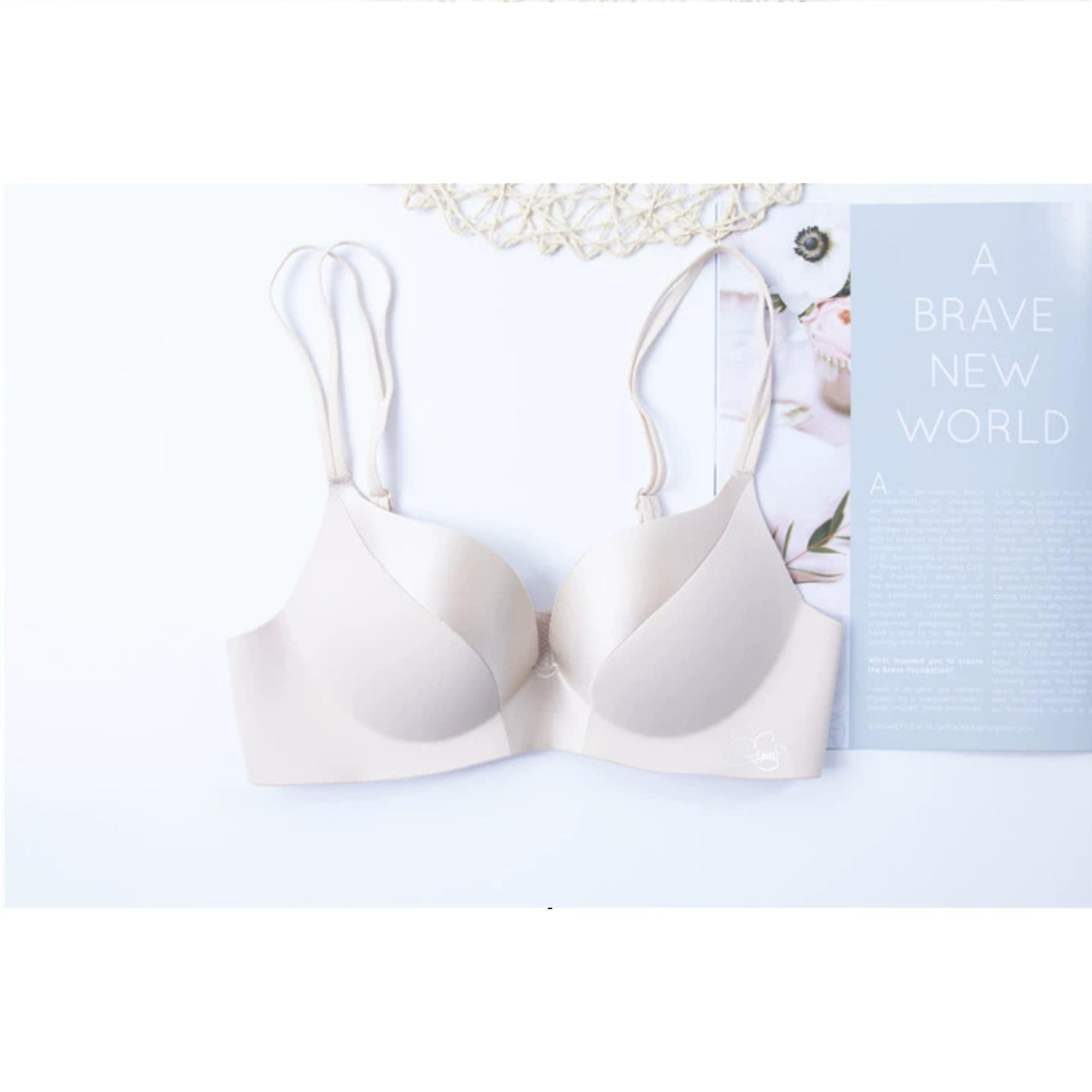 Áo lót su phối lụa push up caocấp, Không gọng, có đệm nâng ngực, áo ngực nữ sang trọng và quyếnrũ Bra Top - Đỏ