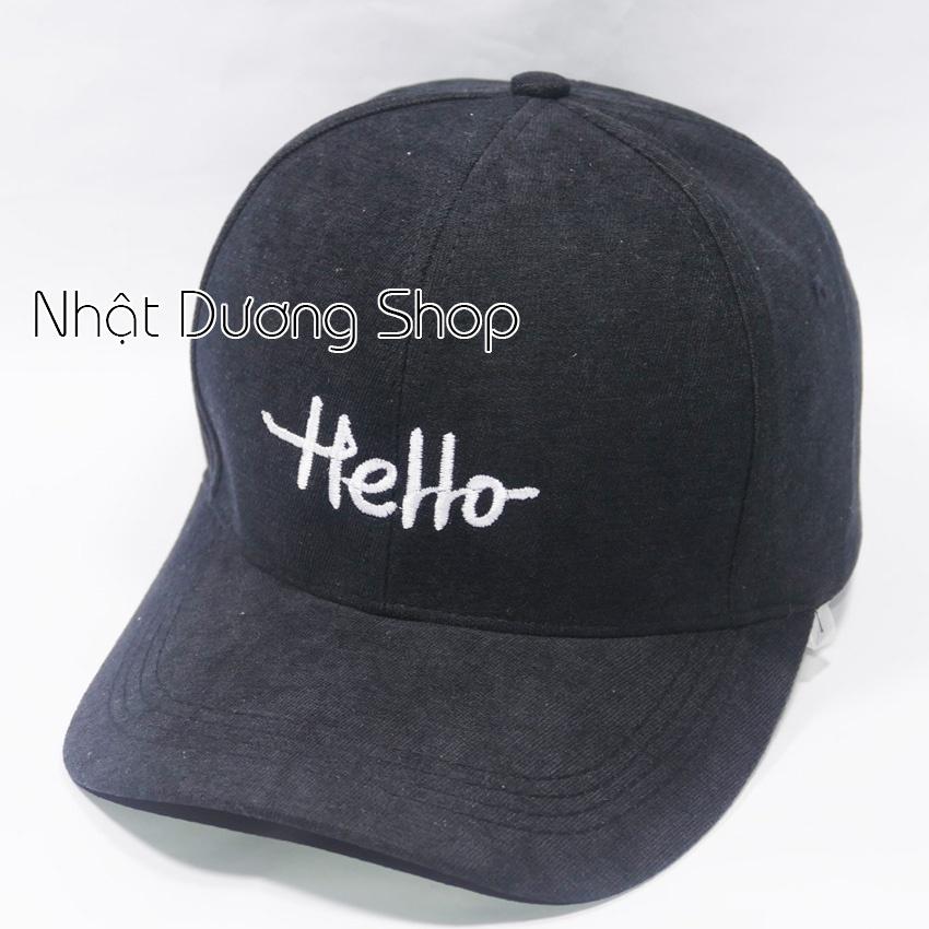 Mũ lưỡi trai ️ Nón kết thêu hình chữ Hello chất kaki cao cấp form unisex nam nữ