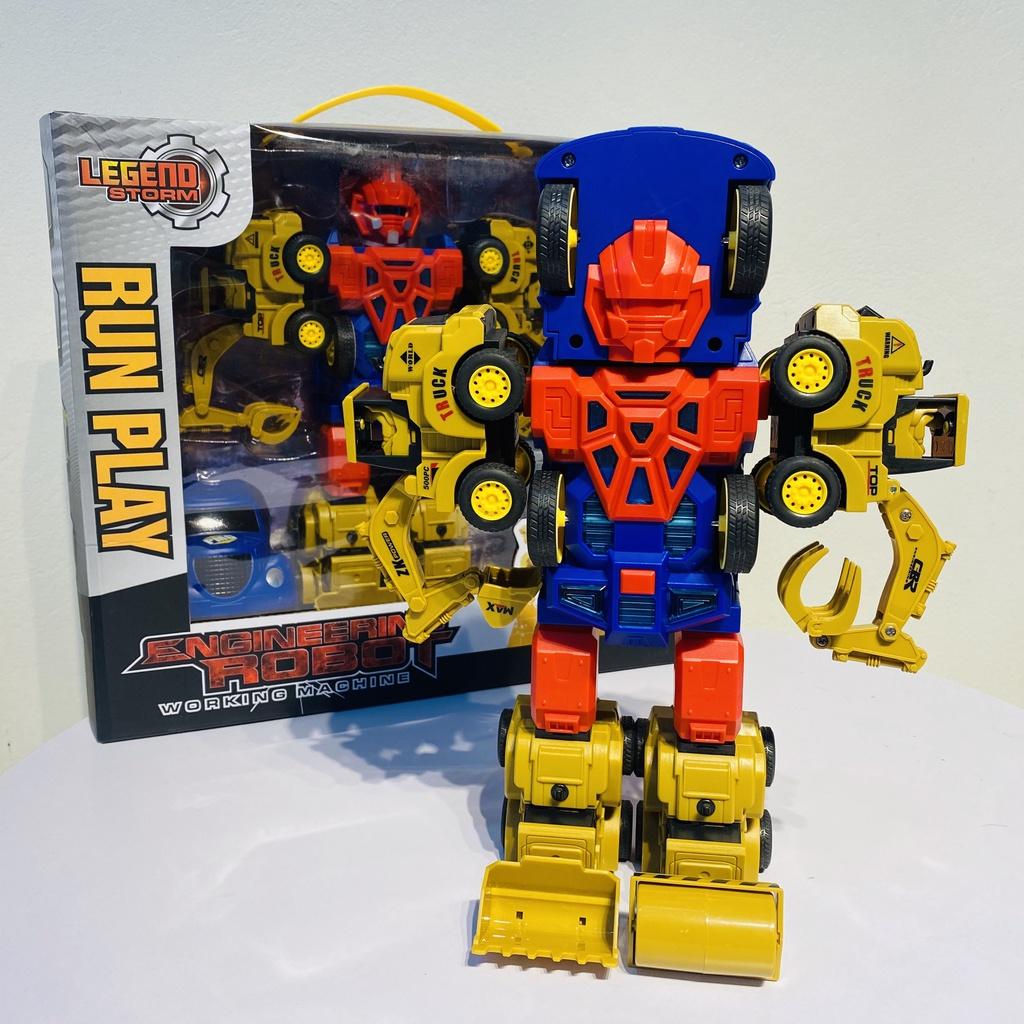 Ô tô biến hình transformer, Đồ chơi 5 in 1 lắp ráp robot cỡ lớn gồm 5 xe chạy bánh đà quà tặng cho bé