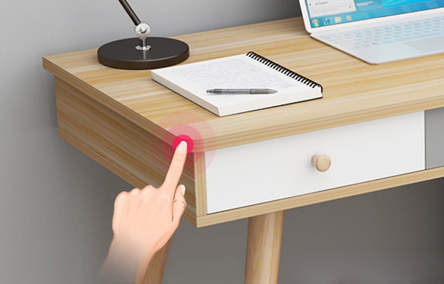 Bàn làm việc gỗ công nghiệp tiện lợi kèm giá sách