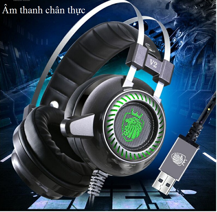 Tai nghe chụp tai Headphone có dây phát sáng 7.1 V2 - Hàng Nhập Khẩu