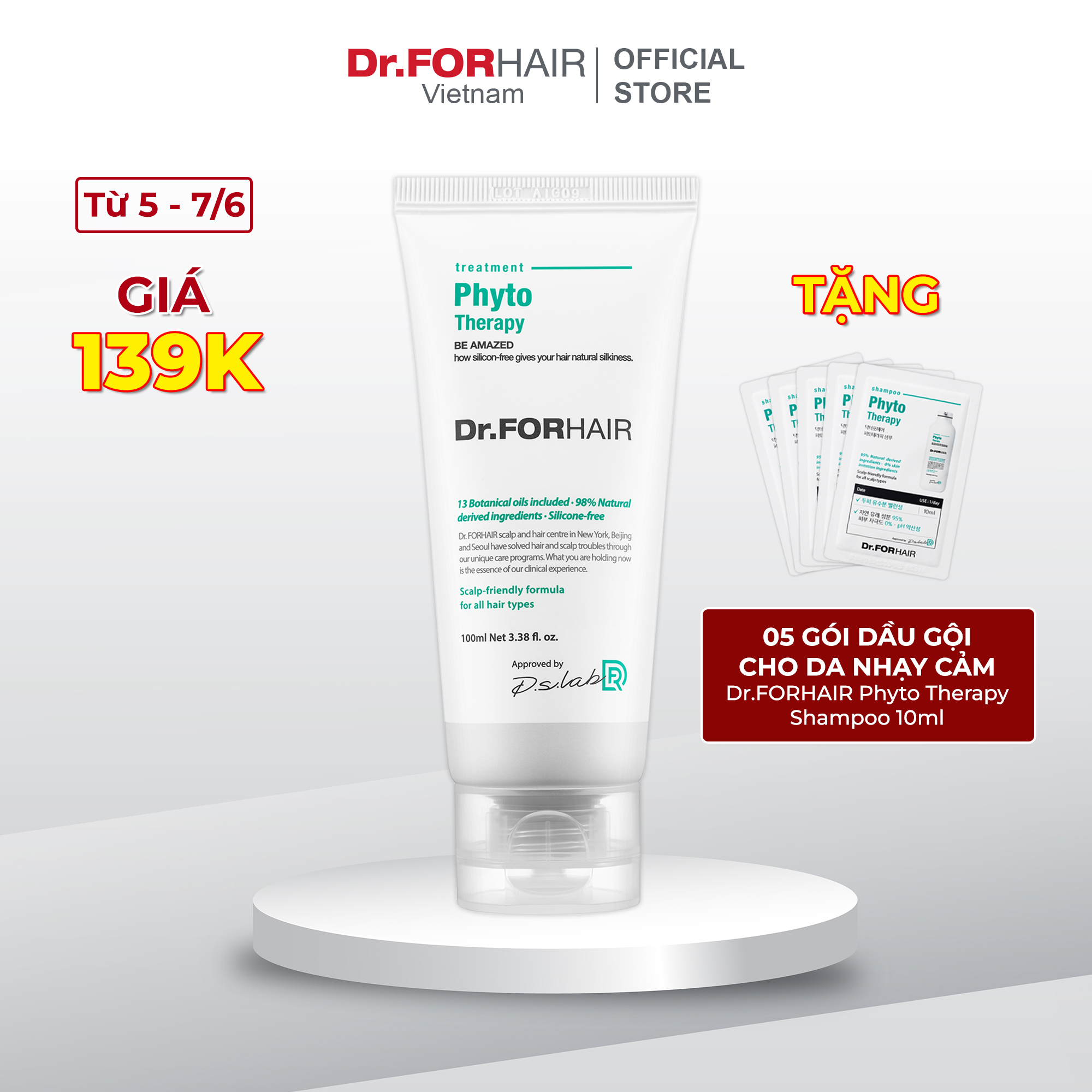 Dầu xả CHO DA NHẠY CẢM, an toàn và dịu nhẹ Dr.FORHAIR Hàn Quốc Phyto Therapy Treament 100ml