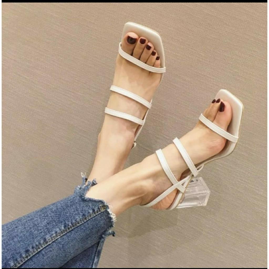 VIDEO+HÌNH THẬT Giày sandal cao gót big size quai mảnh thời trang gót trong 5 phân thời trang siêu đẹp