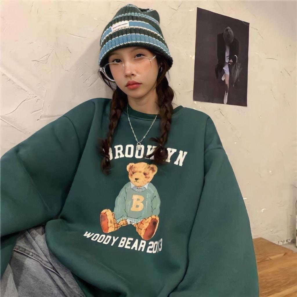 Áo Sweater Nỉ Nam Nữ Unisex In Hình Gấu BROOKLYN