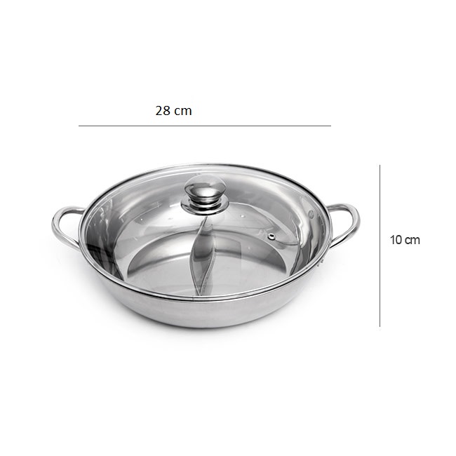 Nồi Lẩu Inox 2 Ngăn Size 28cm