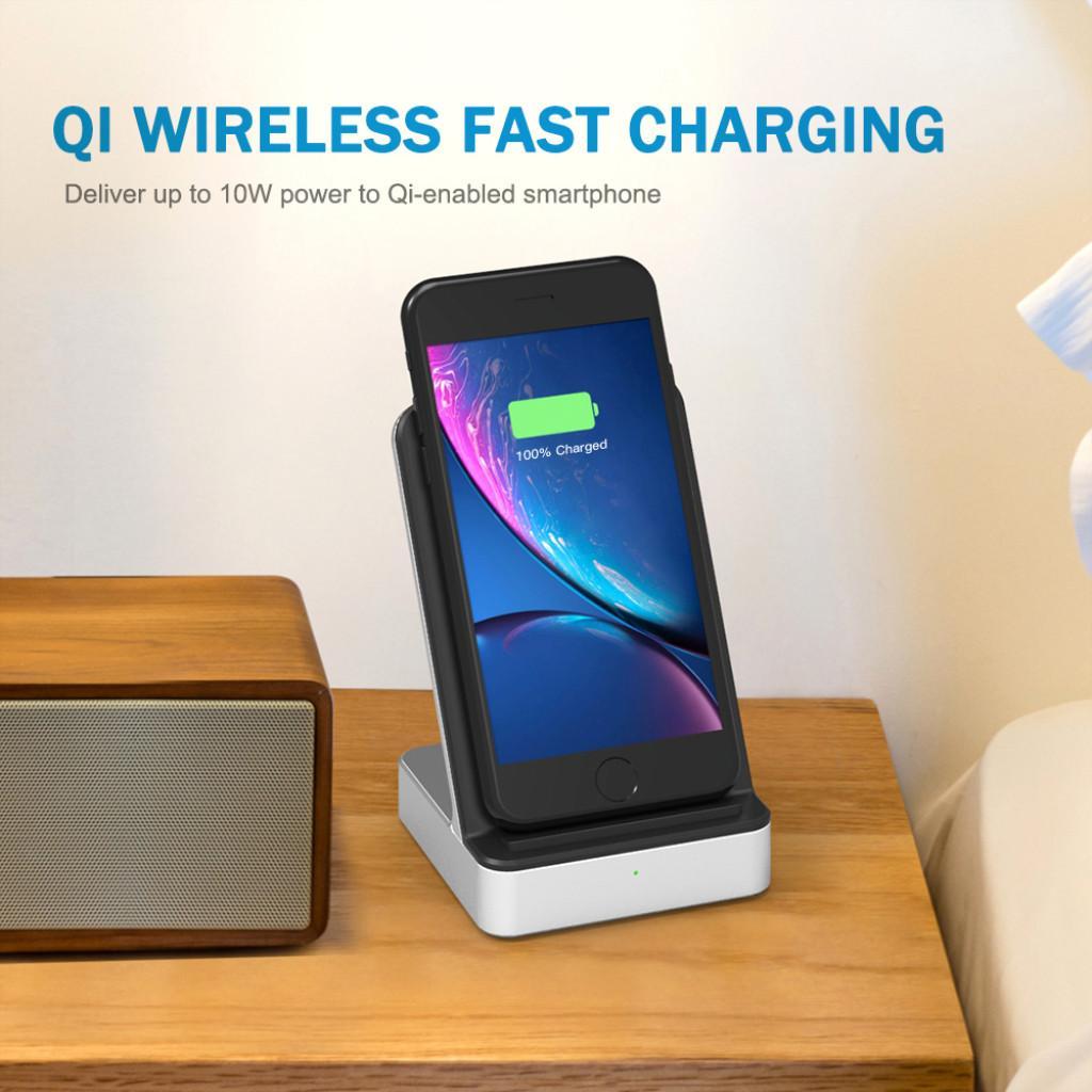 Qi Vertical Wireless Charger Pad Dual Coils Fast Charging Base for Phones