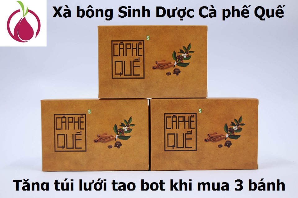 Set 3 Xà bông tắm gội đầu Sinh Dược Cà phê Quế, xà phòng handmade, 100% Thảo dược Thiên Nhiên, bánh 100gr-  tẩy tế bào chết từ bột quế , sáng da, dưỡng ấm cơ thể sau tắm