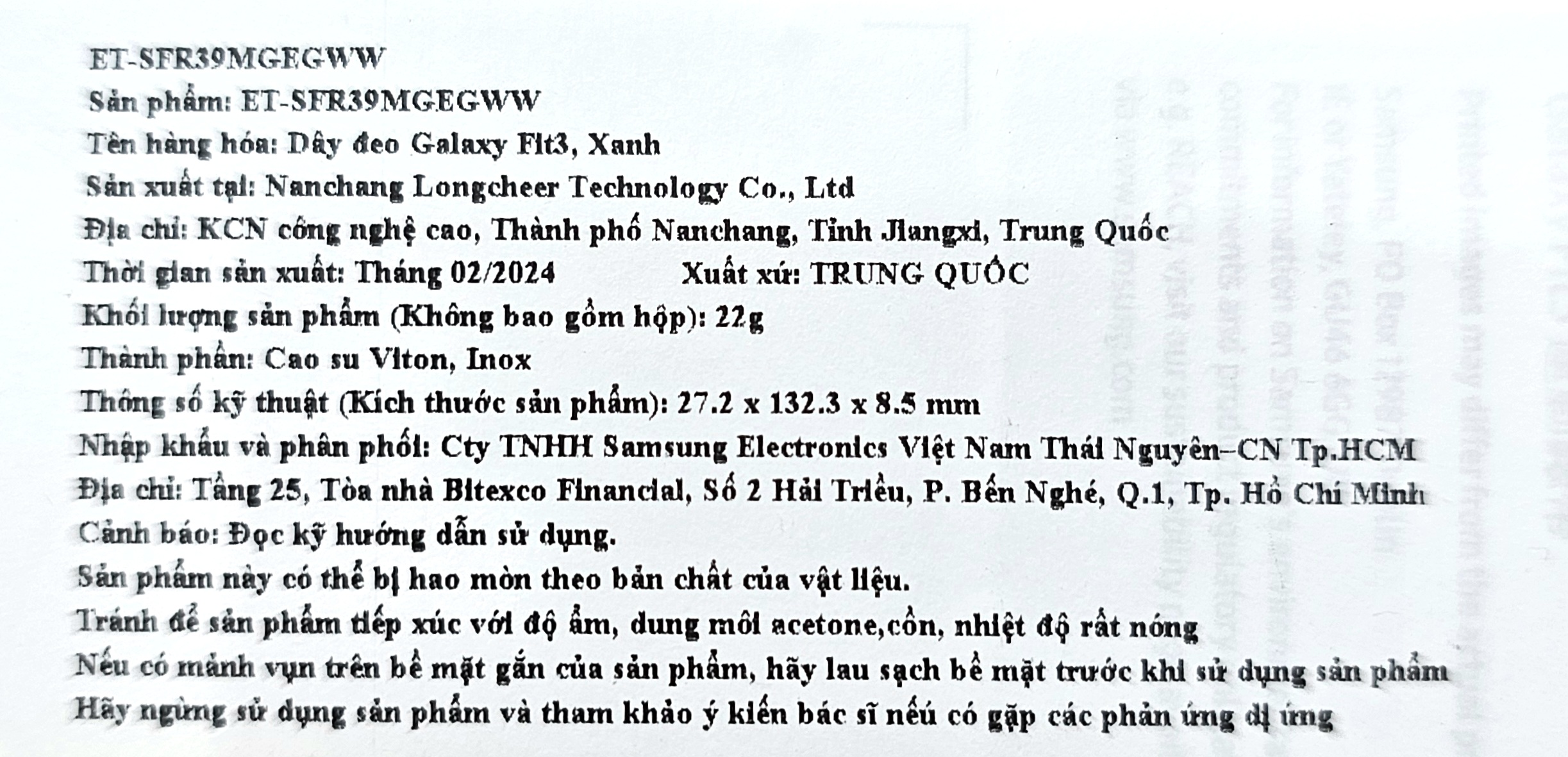 Dây đeo Samsung Galaxy Fit 3 - Hàng Chính Hãng