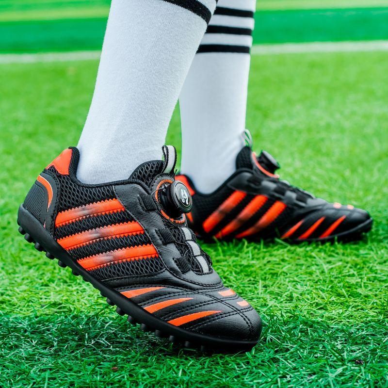 LSYAAAAA 2023 mùa hè lưới thoáng khí xoay xoắn khóa giày bóng đá thấp trên nghiền móng tay cậu bé học sinh tiểu học đào tạo giày thể thao