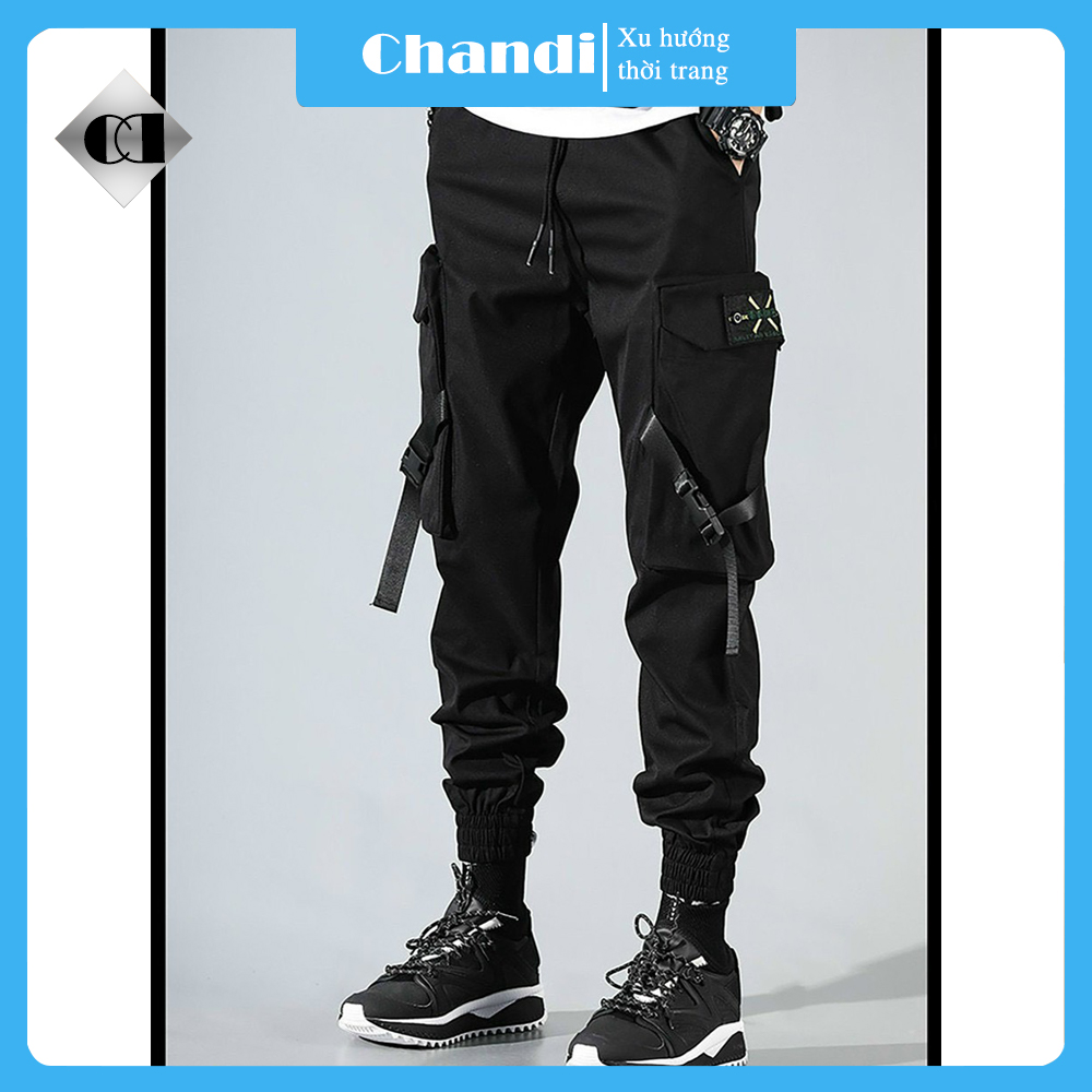 Quần Jogger Nam thể thao túi hộp thương hiệu Chandi, chất kaki dày dặn bo chân xu hướng mới nhất 2021 CT3