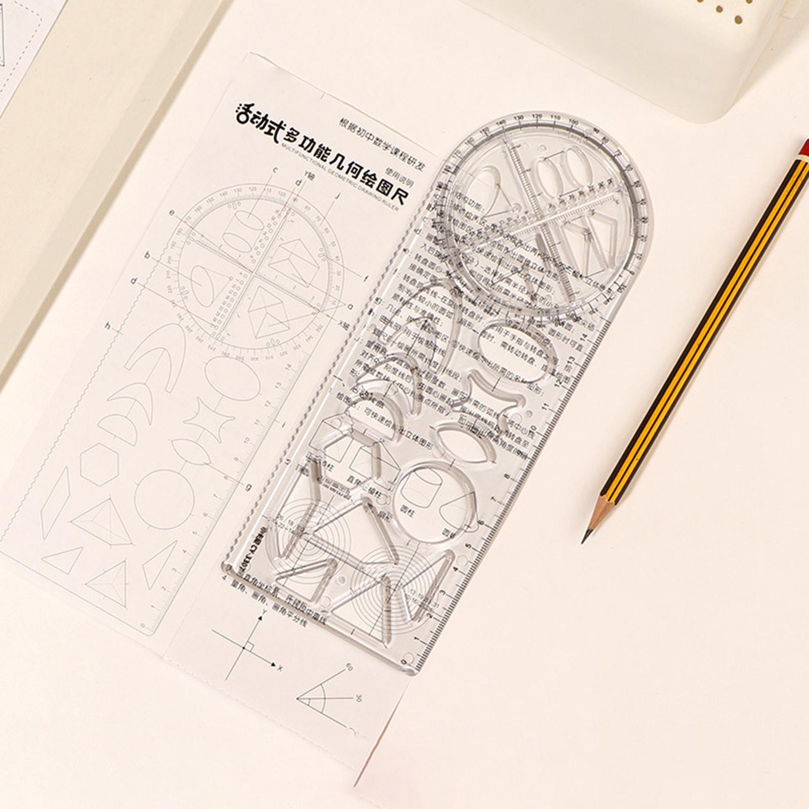 Multifunctional Geometric Ruler Drawing Template for Sewing Office Form Work