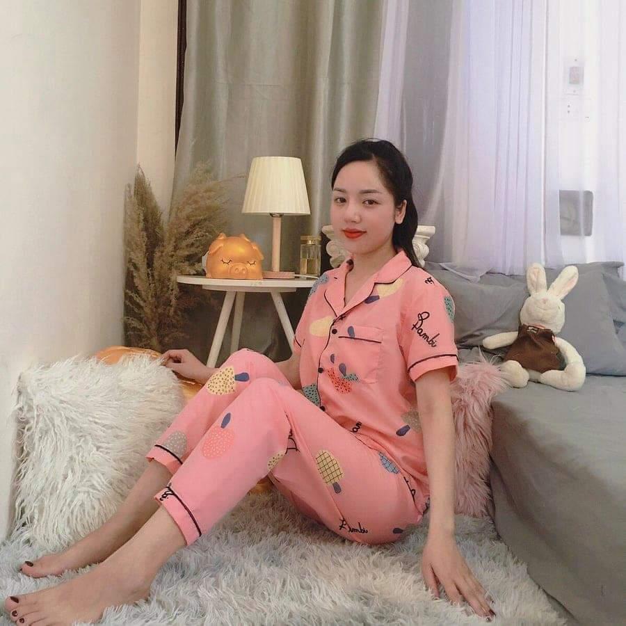 Bộ Ngủ Pijama Cộc Dài Chất Kate Thái Tay Ngắn Quần Dài