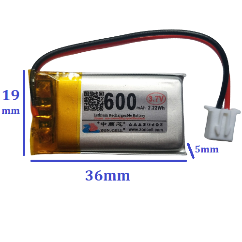 Pin Lithium 602035 dung lượng 600mAh, điện áp 3,7V dùng cho micro