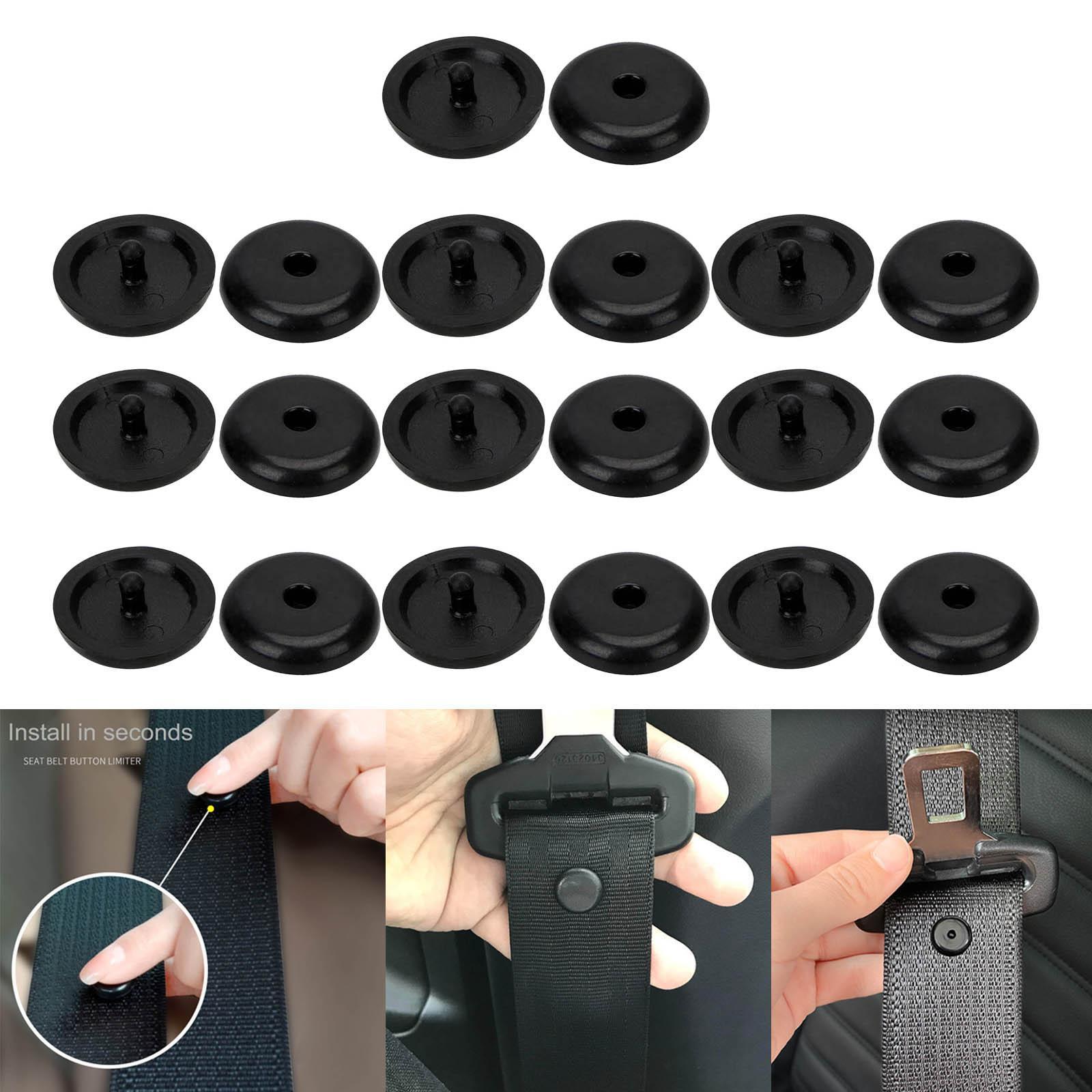 10xSeat Belt Stop Buttons Prevent Seat Belt Buckle from Sliding Down Belt Black