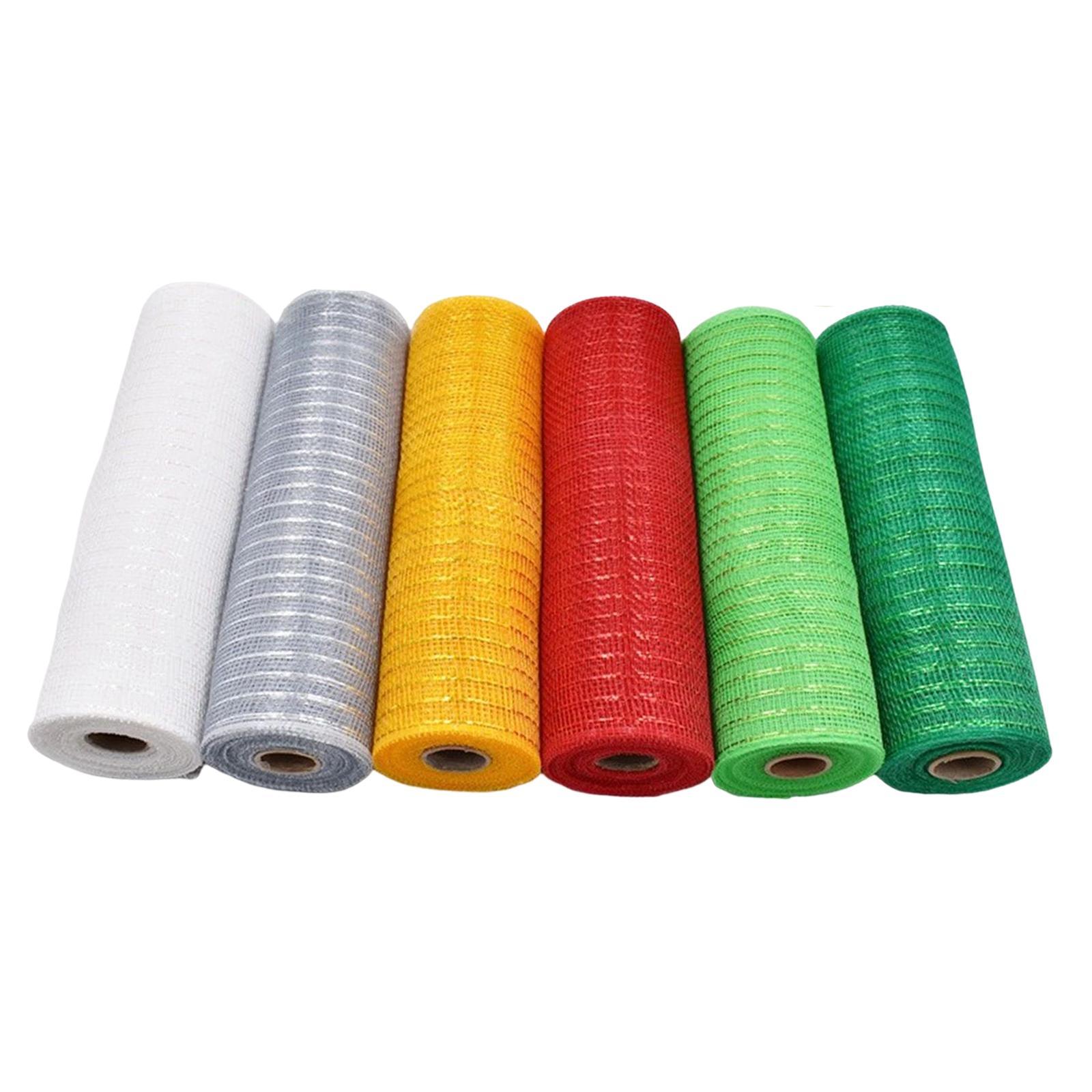 6 Rolls 10"x10 yds Mesh Ribbon Foil Rolls Wreath Decors