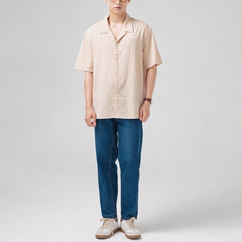 Áo sơ mi nam SSSTUTTER cổ cuban form rộng hàn quốc linen thoáng mát CUBAN BASIC SHIRT