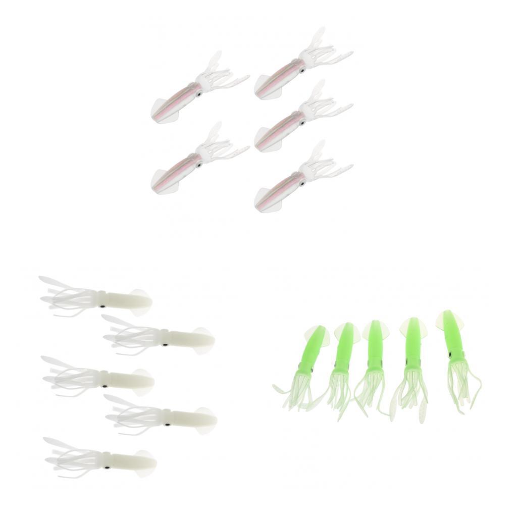 5pcs Luminous Soft Baits Squid Octopus Skirts Fishing Lure