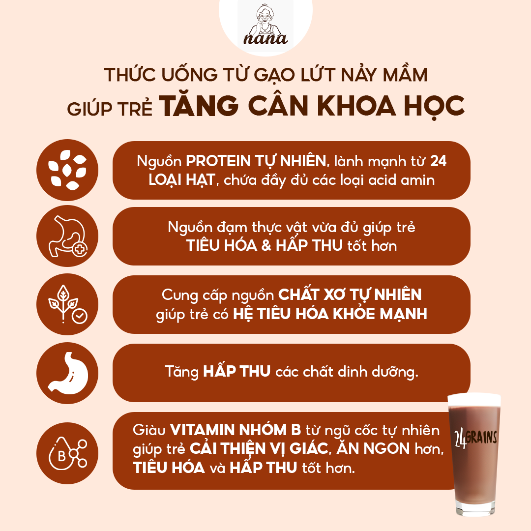 Sữa Hạt 24Grains 700g x4 Hộp (2.8kg) Vị Socola Tự Nhiên Cho Trẻ Từ 3 Tuổi &amp; Người Lớn Bổ Sung Dinh Dưỡng Toàn Diện