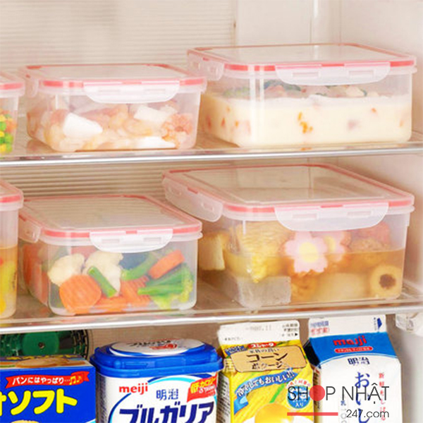 Combo hộp đựng/bảo quản thực phẩm 700ml + sáp khử mùi tủ lạnh than hoạt tính - nội địa Nhật Bản