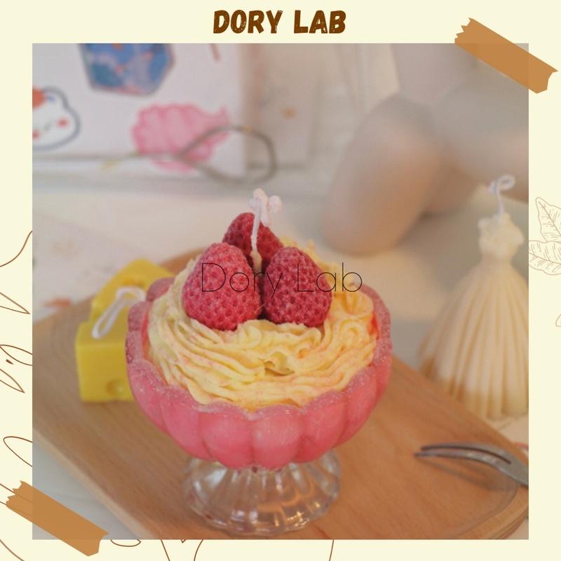 Nến Thơm Ly Kem Dâu Tây Handmade Không Khói, Quà Tặng Độc Đáo - Dory Lab