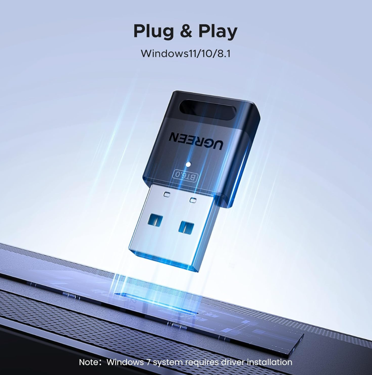 USB Bluetooth 6.0 Ugreen 75073 Hỗ Trợ EDR & BLE, Cắm Là Dùng (Plug & Play) Trên Windows 11/10/8.1 – Tương Thích Tai Nghe, Bàn Phím, Chuột, Loa, Máy In- Hàng Chính Hãng