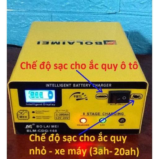 Máy nạp, sạc điện ắc quy ô tô, xe máy 12V 24V 15A BOLAIMEI sạc các loại xe ô tô tải từ 3AH đến 200AH sạc nhanh