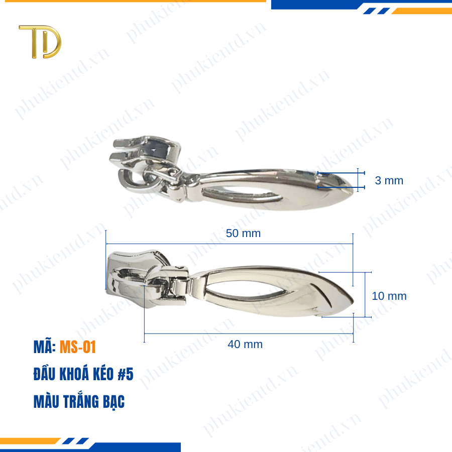 Đầu khóa kéo túi xách, đầu khóa kéo thay thế, đầu khóa kéo balo răng 5, Mạ điện độ bền 5-8 năm