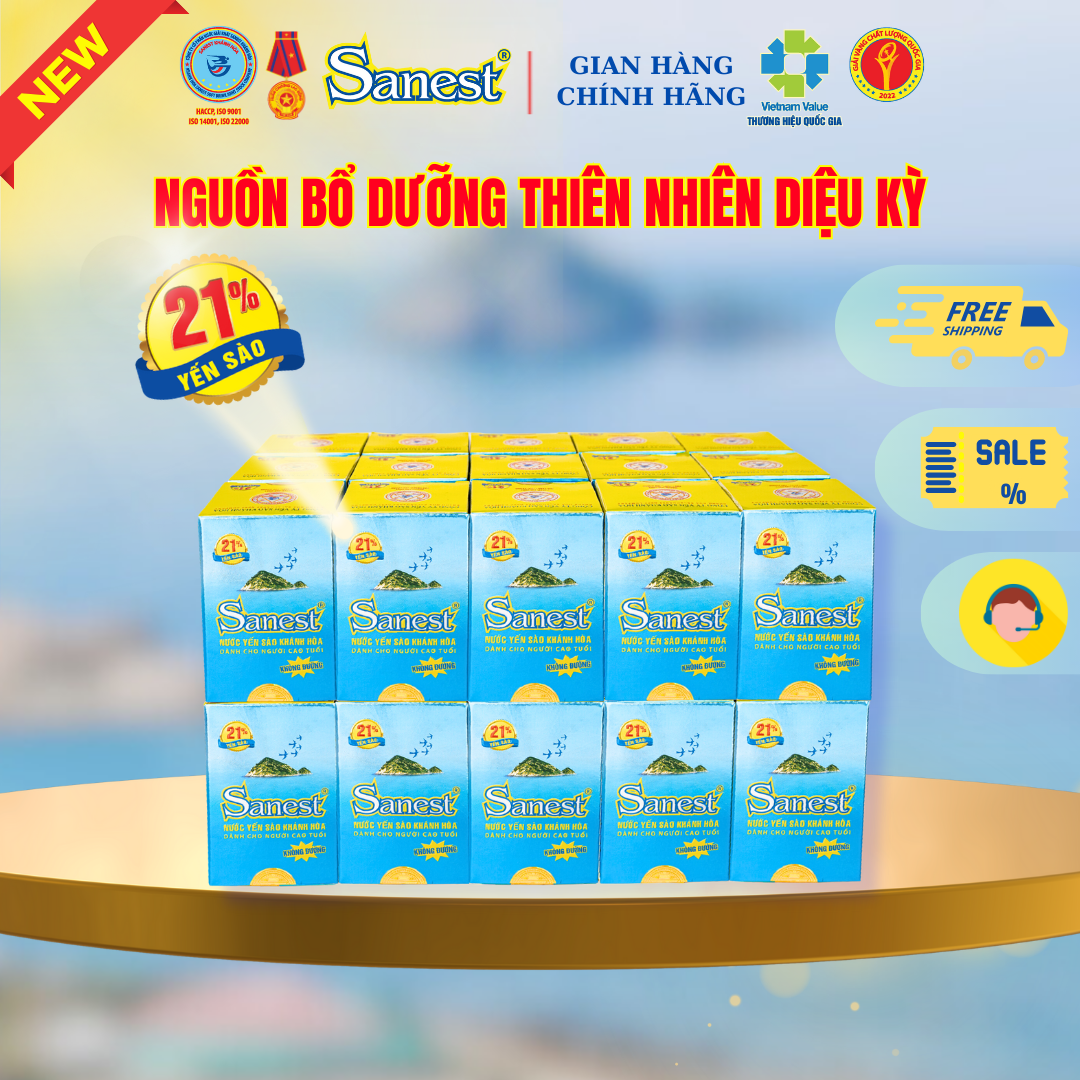 NEW [ Combo 30 lọ] Nước Yến sào Khánh Hòa Sanest 21% - Dành cho Người Cao Tuổi - Không đường