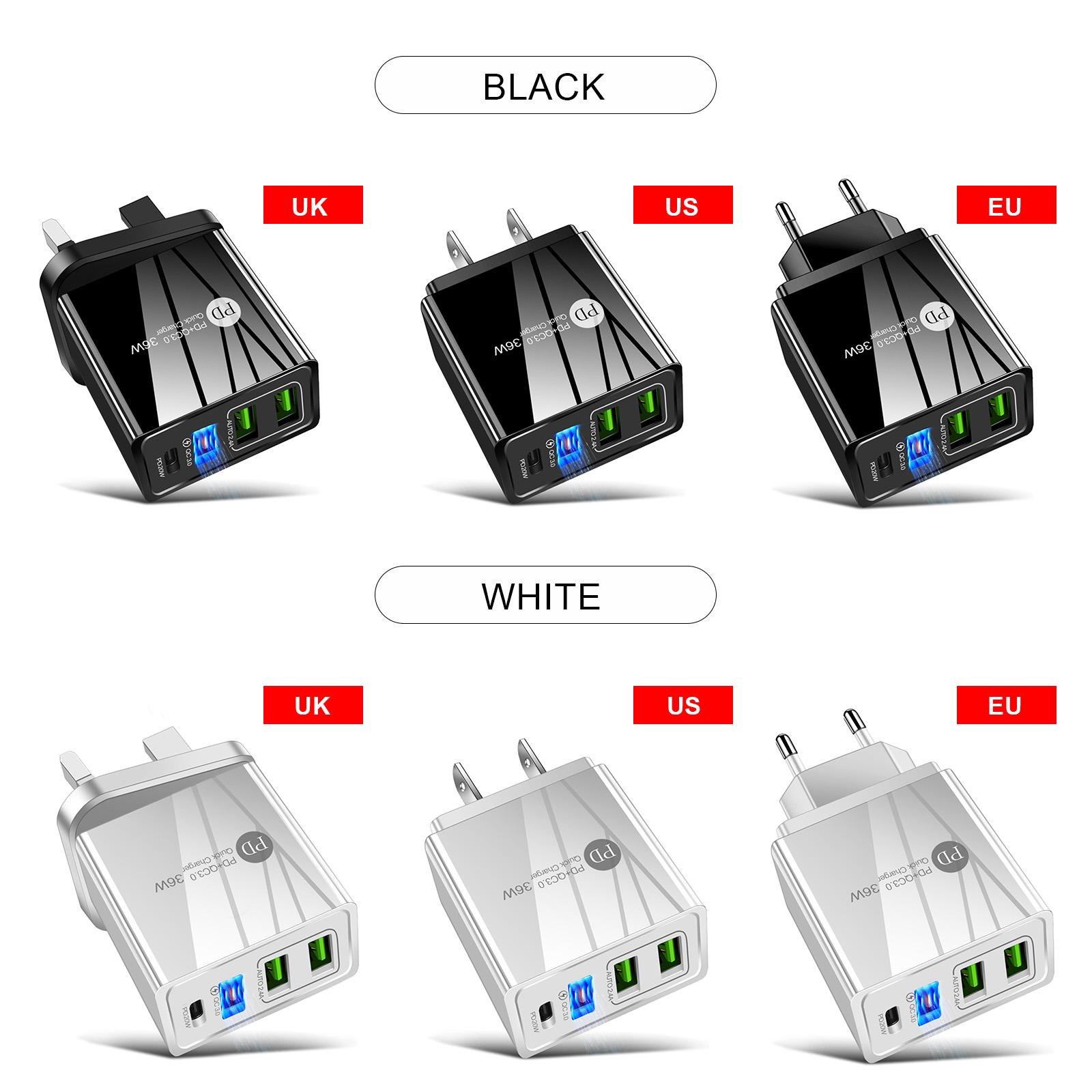 Bộ chuyển đổi sạc F-ast 36W PD Quick C-harger với 3 cổng sạc USB Bộ sạc du lịch C-harger di động cho chuyến đi ngoài trời