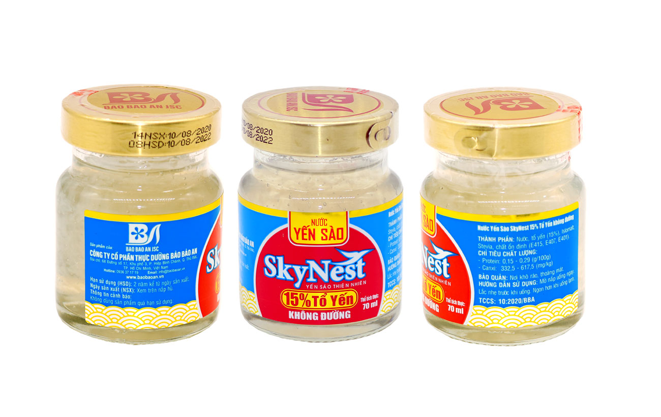 [Hộp quà 6 lọ x 70ml] Nước yến sào SkyNest 15% Tổ Yến KHÔNG ĐƯỜNG