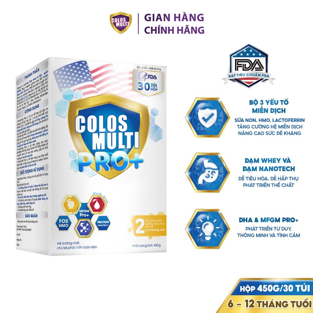 Sữa Bột Colosmulti Pro+ 2 450g/30túi tăng cường hấp thu, miễn dịch, phát triển thể chất và nhận thức