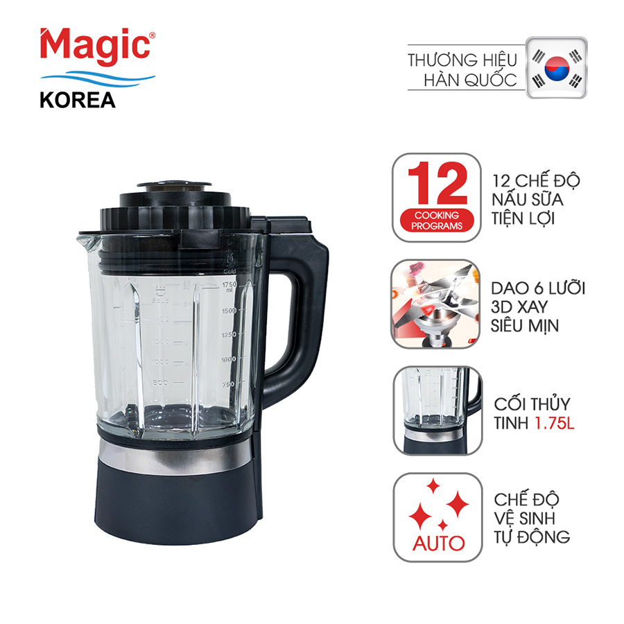 Máy nấu sữa hạt Magic Korea A-96 Bạc (1.75 Lít) - Hàng chính hãng