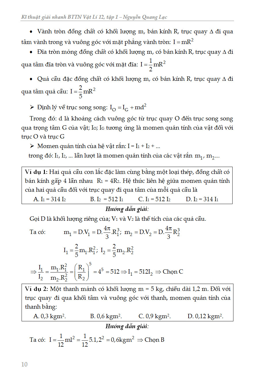Kĩ Thuật Giải Nhanh Bài Tập Trắc Nghiệm Vật Lý 12 Tập 1 - KV