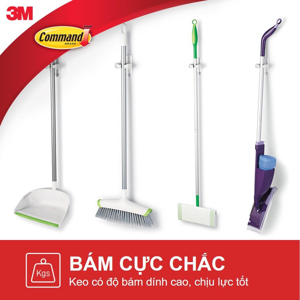 Móc dán tường treo chổi, cây lau nhà Command 3M chịu lực 1.8kg - Dễ sử dụng, độ bền cao, bám cực chắc, tháo cực dễ 17007