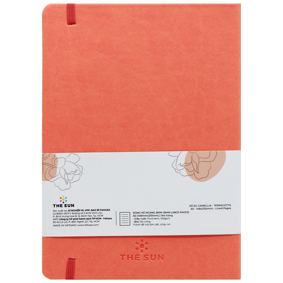 Sổ Da Bìa Cứng Camellia A5 - Kẻ Ngang - 144 Trang 100gsm - The Sun - Terracotta