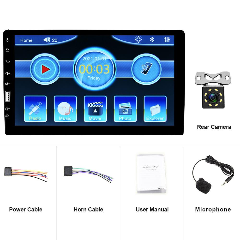 Bộ điều khiển trung tâm đa năng dành cho ô tô một thân 9 inch phong cách mới nhất, máy nghe nhạc MP5 Bluetooth màn hình lớn có tích hợp video đảo chiều micrô bên ngoài