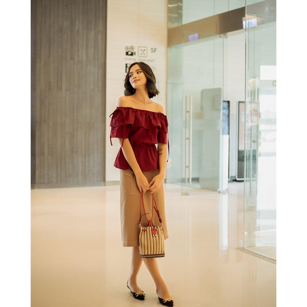 Áo kiểu Linen Nữ màu Đỏ F2